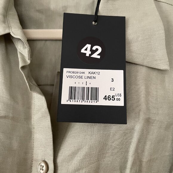 The Kooples Sage Green Lace Detail Shirt Dress Size L (Kooples Size 3) NWT - Picture 2 of 4